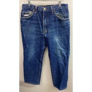 Diamond Gusset Jeans Mens 34x29 Blue Denim Cotton Logo Straight Leg Outdoor
